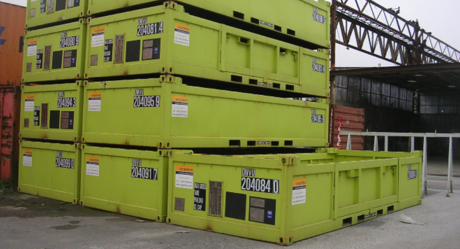  Stacked half height shipping containers - external view	