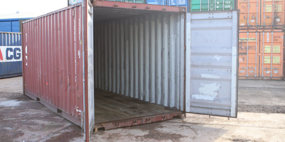  20ft Used Shipping Container - External view with doors open	