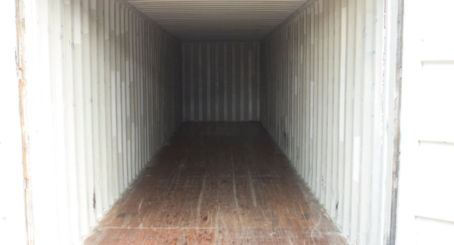  40ft Used Shipping Container - Internal view with doors open	