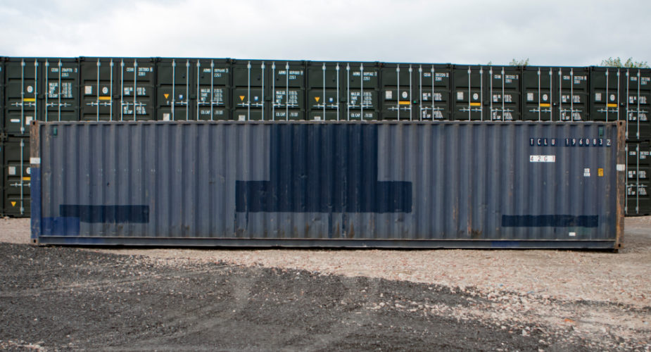  40ft Used Shipping Container - External side view with doors closed	