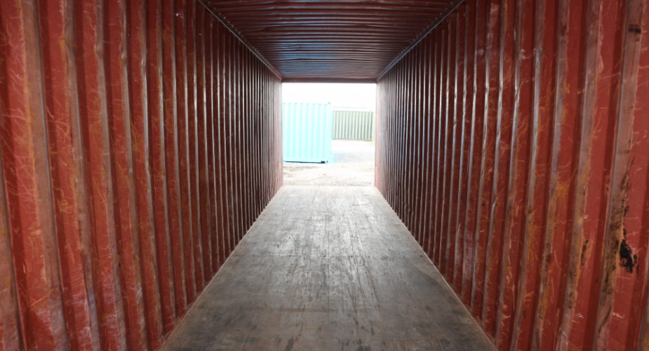  40ft Used High Cube Shipping Container - Internal view with doors open	