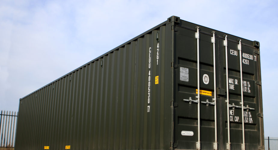  40ft New ‘One Trip’ Shipping Container - External view with doors closed	