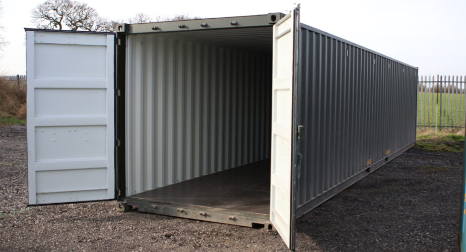  40ft New ‘One Trip’ Shipping Container - External view with doors open	