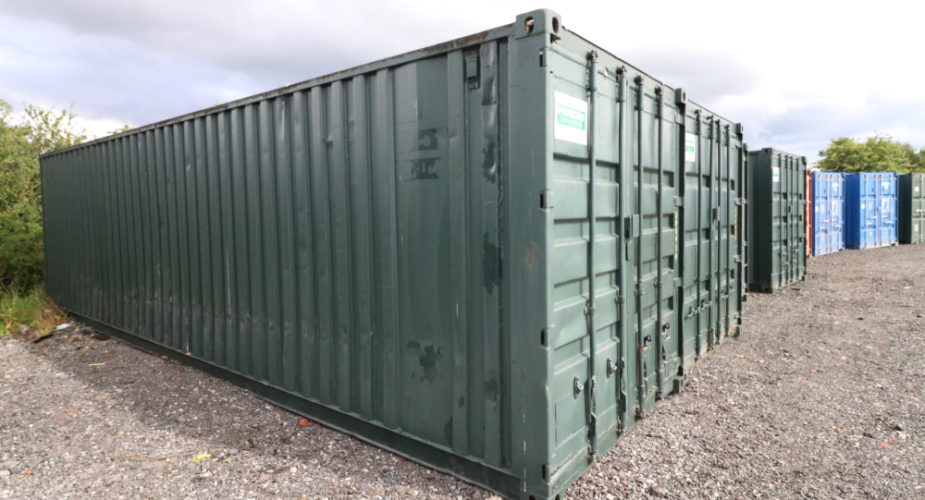  30ft Used Refurbished Storage Container - External view with doors closed	