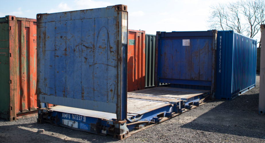  Flat-Rack Shipping Container - panels folded up	