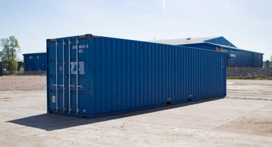  40ft New ’One Trip’ High Cube Shipping Container - External view with doors closed	