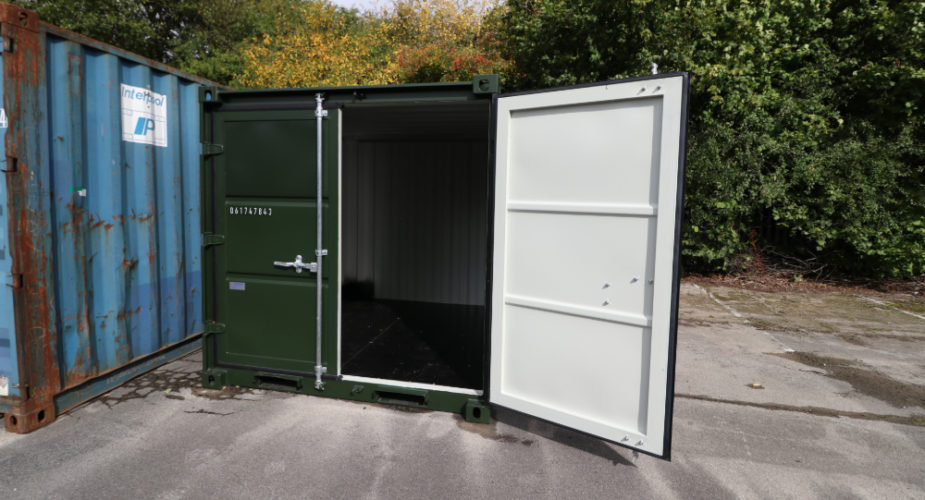  8ft New Build Container - External view with one door open	