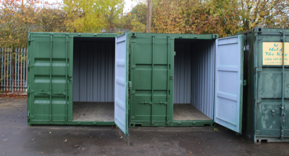  10ft Used Refurbished Storage Containers - External view with doors open	