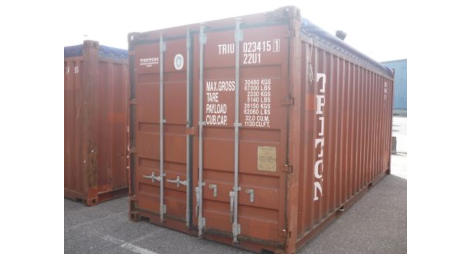  Open top shipping container - external view with doors and top closed	