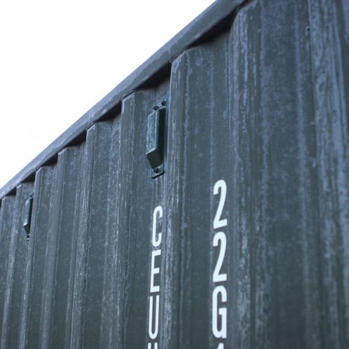 Cold Monday morning on our container site - Frost on the corrugated side panel of a 20ft container.