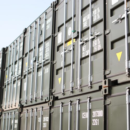 High Stock Levels - Stocks of 20ft ‘one trip’ containers together at the depot.