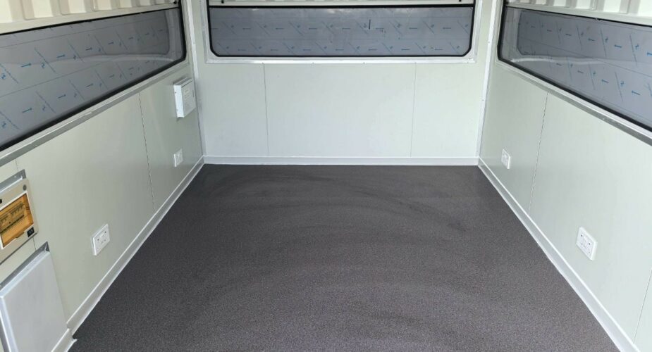  10ft Container Kiosk Interior with Flooring and Power Points	