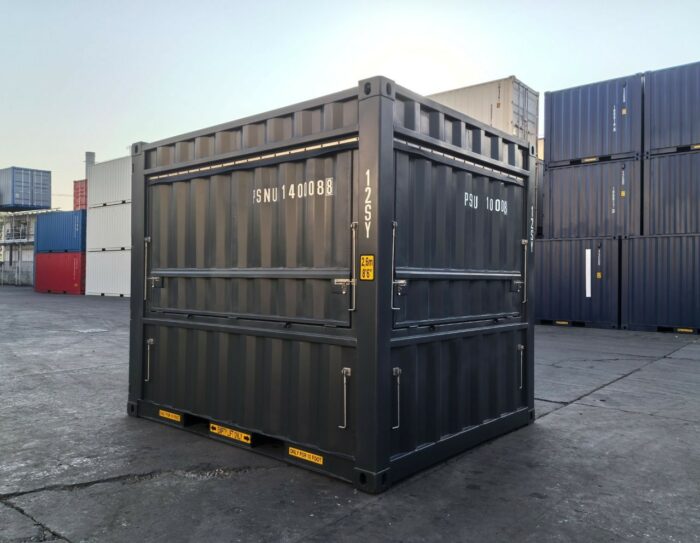 10ft container kiosk with serving hatches, steel container for retail, catering or pop-up use