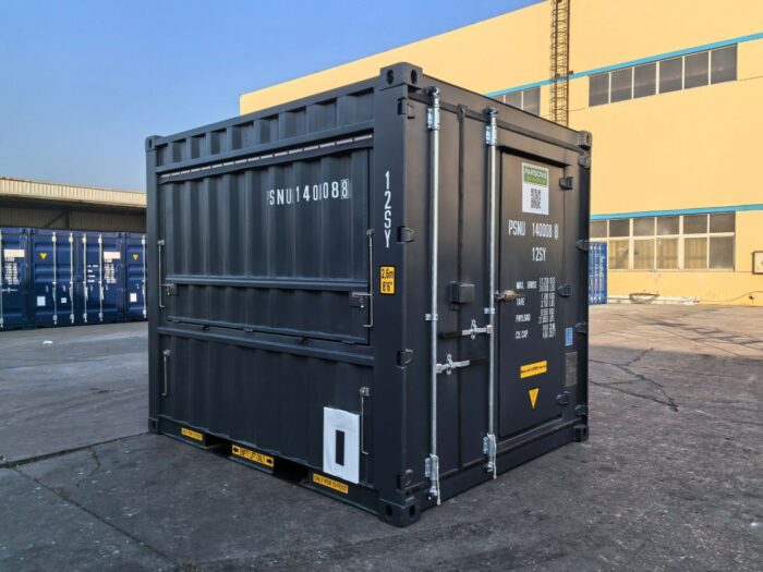 10ft container kiosk with serving hatch and personnel door, steel container for catering or retail use