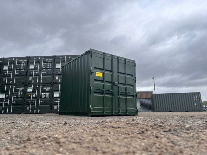 10ft refurbished green shipping container for sale in Darlington RAL6007