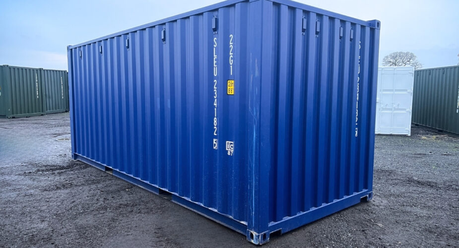  Rear of RAL5013 Blue 20ft One Trip Container at A66 	